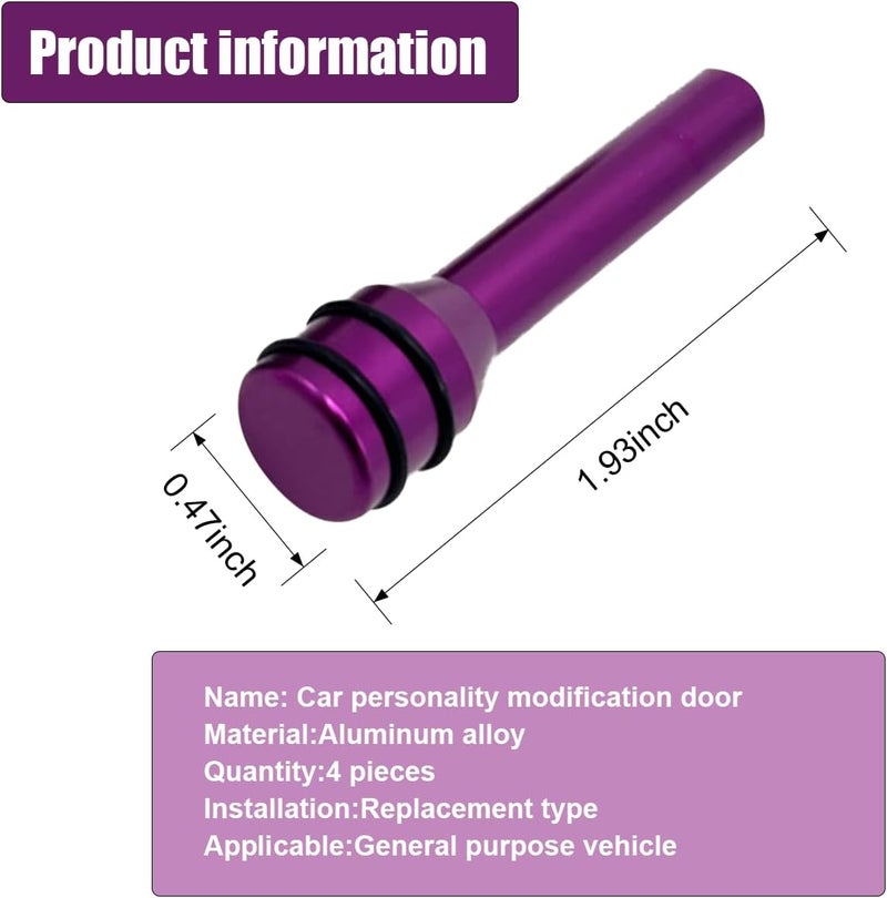 ZIMISI 4PCS Car Door Lock Knobs, 1.93" x 0.47" Safety Door Lock Cover, Aluminum Alloy Car Inner Door Pull Pins Replacement, Door Lift Bolt Decorative Accessory for Cars, SUVs, Trucks (Purple) - Image 2